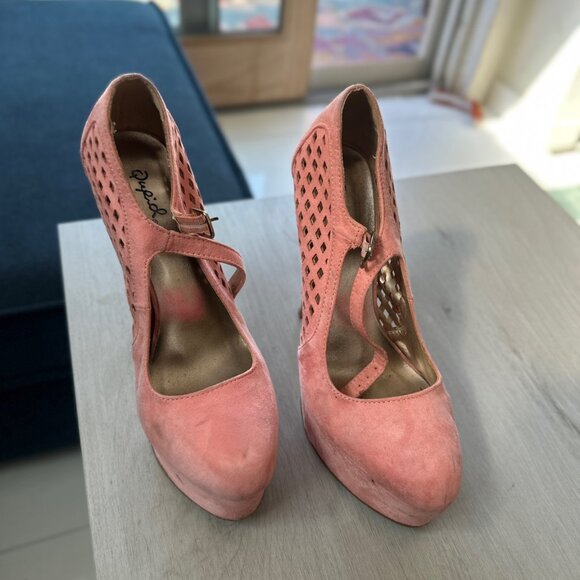 🌸 Pink Suede Cutout Platform Heels | Stiletto Pumps | Size 8 - Picture 8 of 10